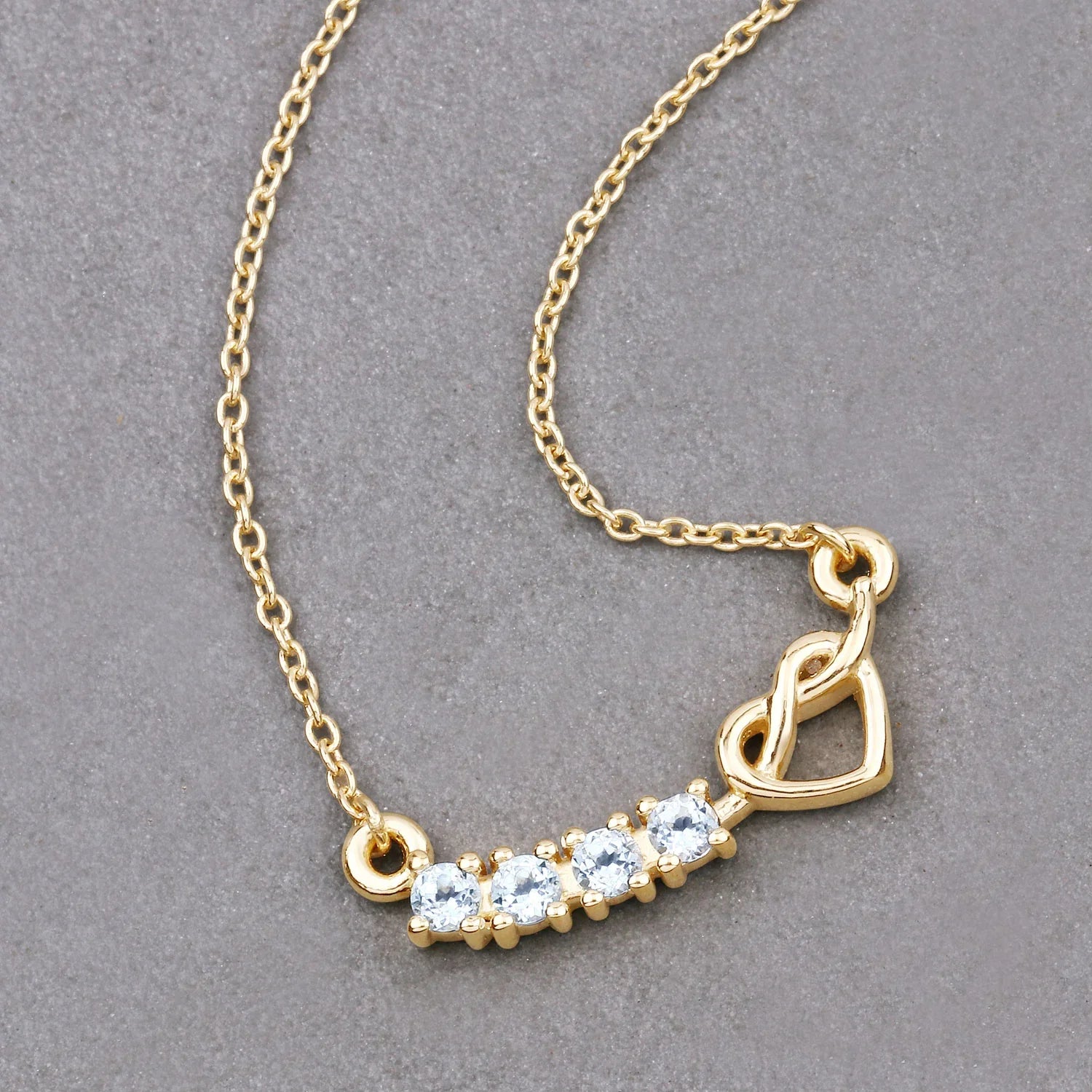 Genuine Aquamarine Heart Shape Necklace