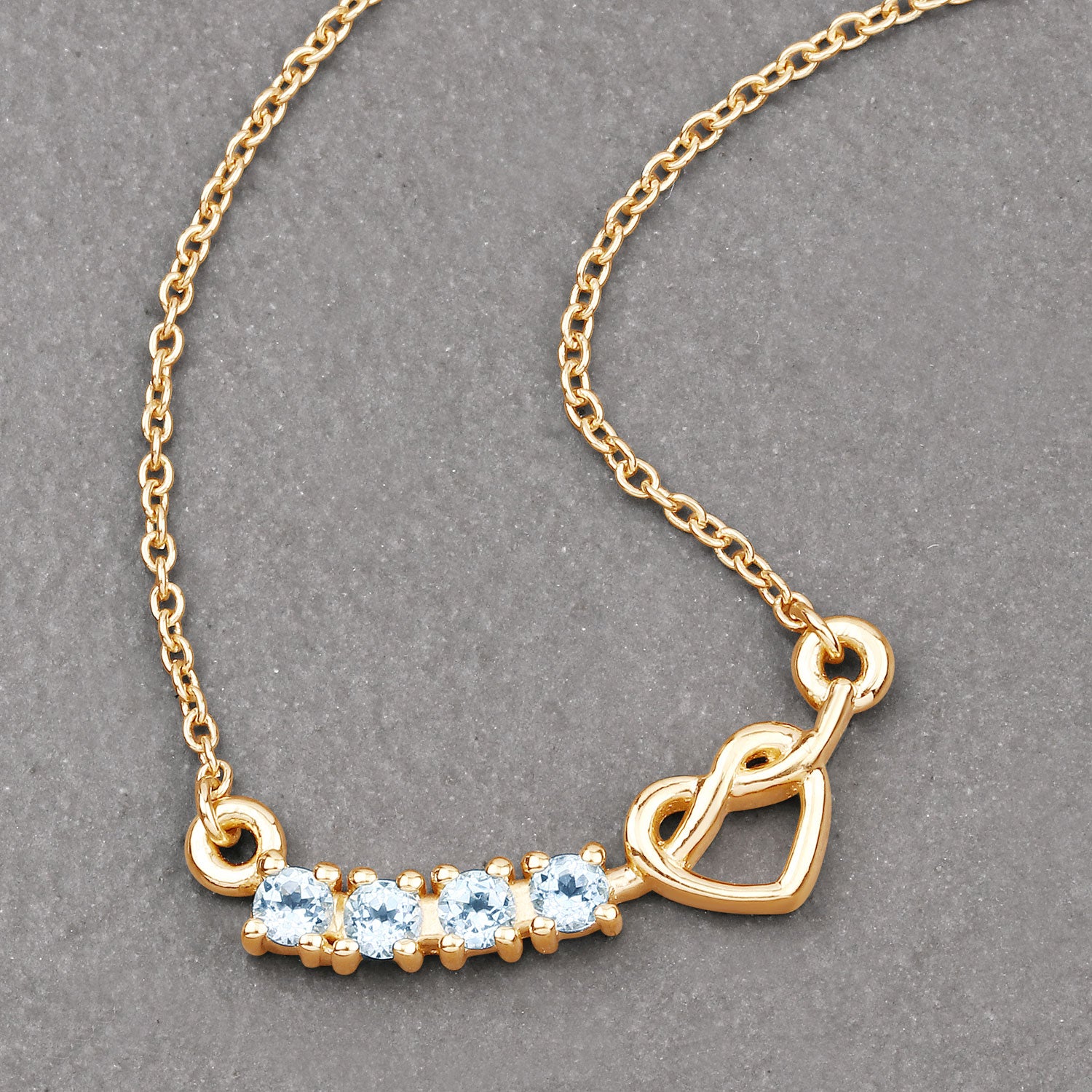 Genuine Blue Topaz Heart Silver Necklace