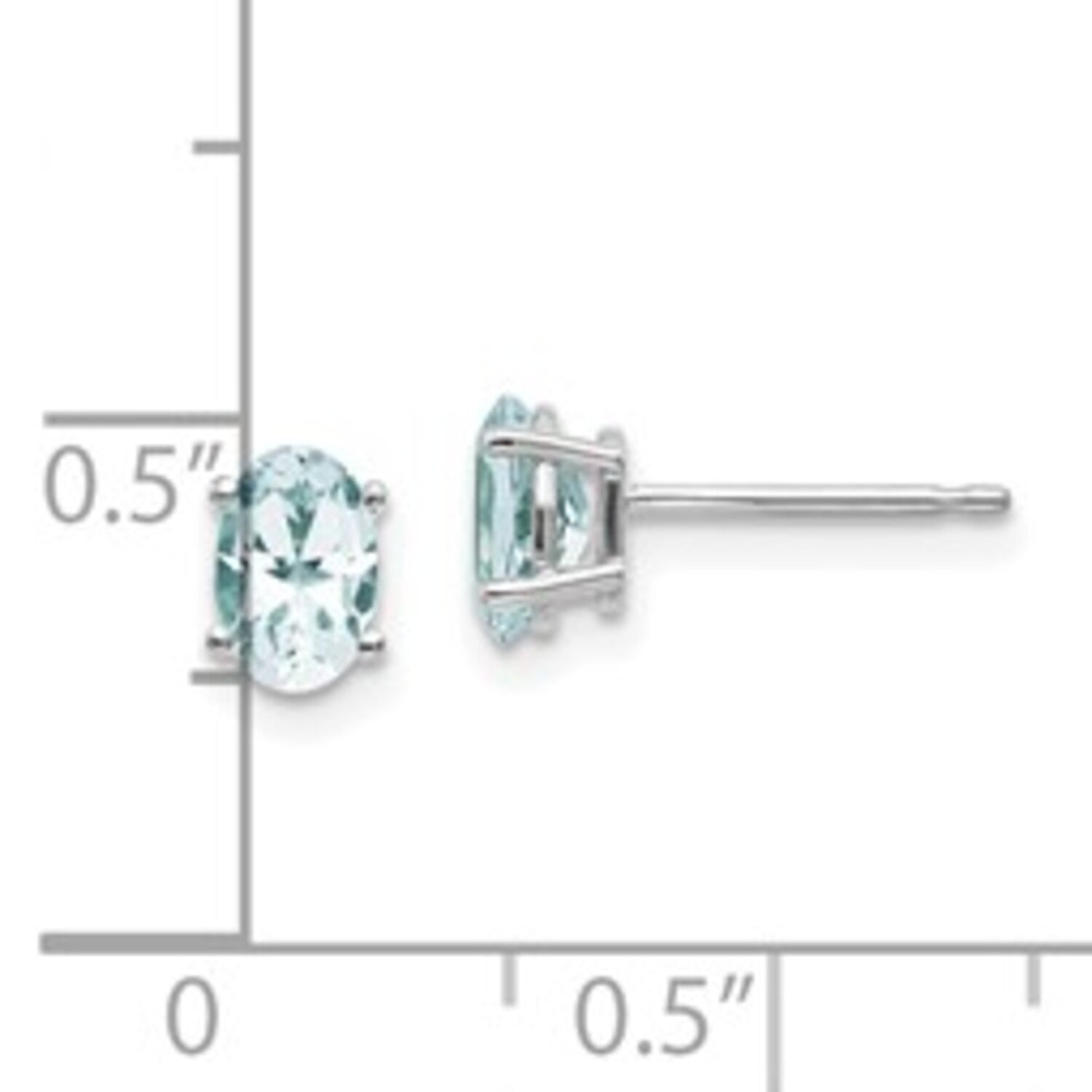 14k White Gold Aquamarine Stud Earrings