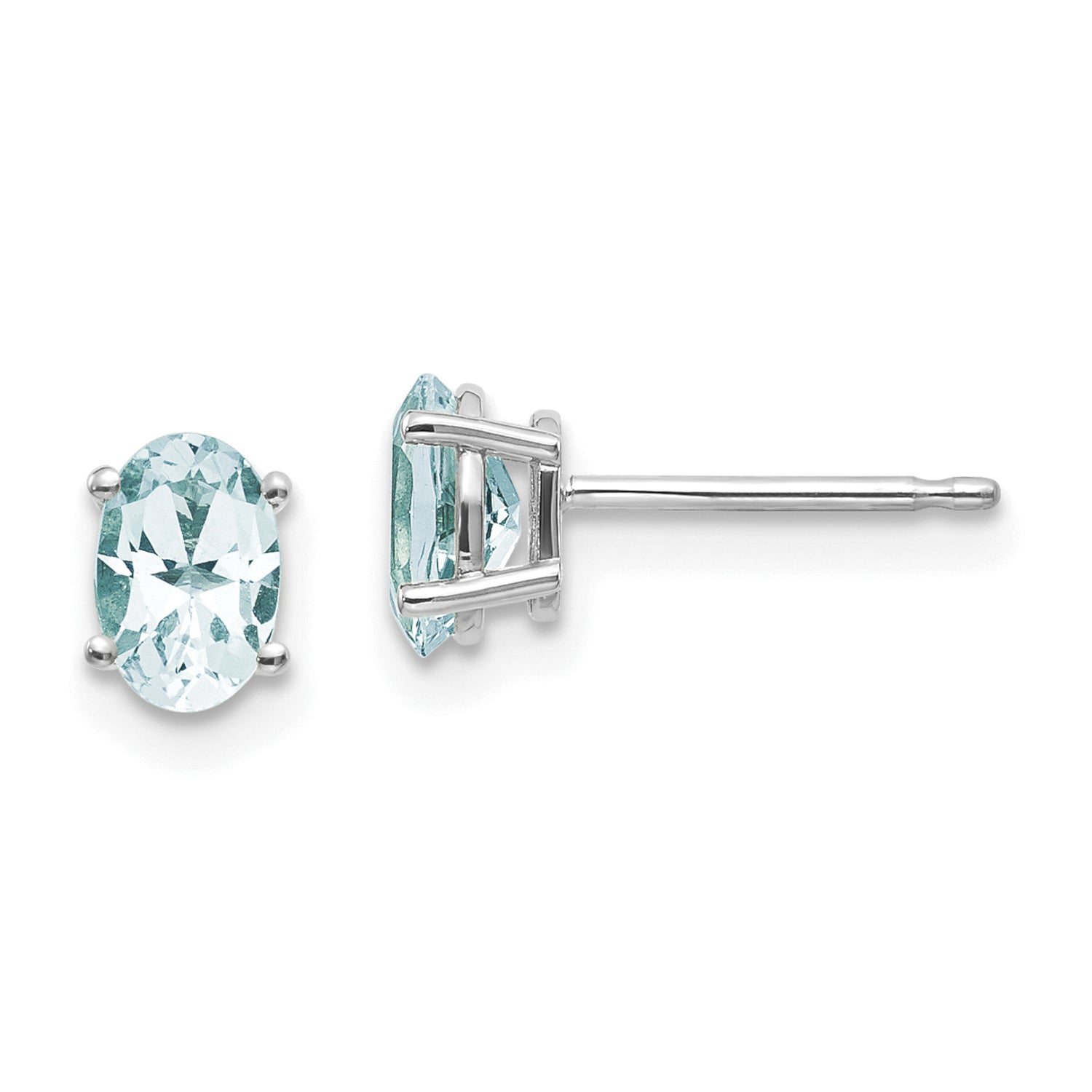 14k White Gold Aquamarine Stud Earrings
