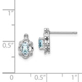 Aquamarine and Diamond Button Earrings