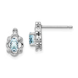 Aquamarine and Diamond Button Earrings