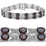 Genuine Smoky Quartz & White Topaz Crossover Bracelet