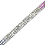 Genuine Multi sapphire Silver Tennis Bracelet