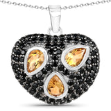 Genuine Citrine and Black Spinel Heart Necklace