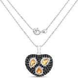 Genuine Citrine and Black Spinel Heart Necklace