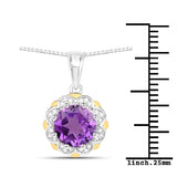 14K Yellow Gold Genuine Amethyst and Diamond Necklace