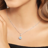 14K Gold Genuine Swiss Blue Topaz and Diamond Necklace