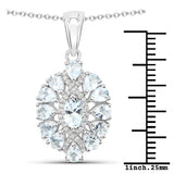 Genuine Aquamarine Cluster Pendant Necklace