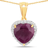 Genuine Ruby Halo Pendant Necklace