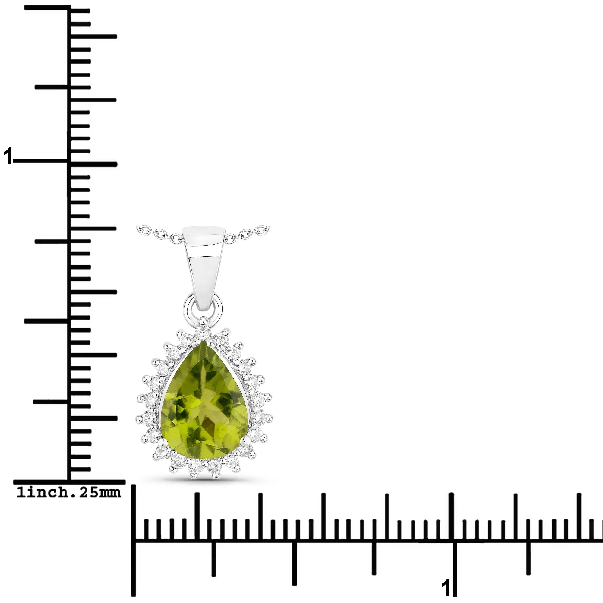 Natural Peridot Lab Diamond Teardrop Necklace