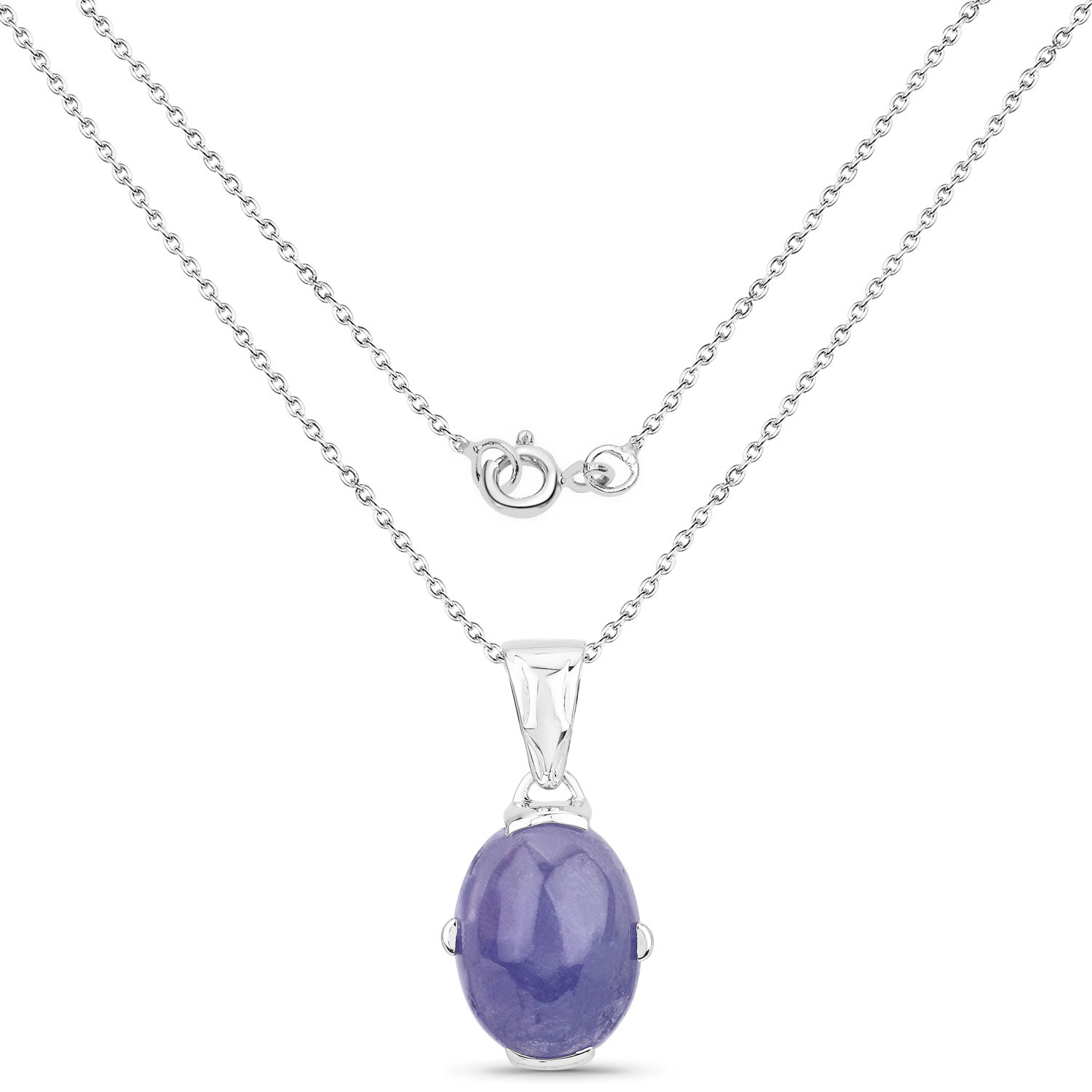 11.20 Cttw Oval Violet Tanzanite Rhodium over Silver Solitaire Bolo Pendant Necklace