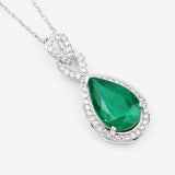 Genuine Zambian Emerald Diamond 14K Gold Statement Pendant