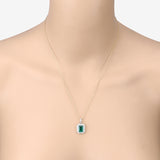 Genuine Zambian Green Emerald White Diamond 14K Gold Pendant