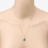 14K Gold Genuine Zambian Emerald and Diamond Slide Pendant