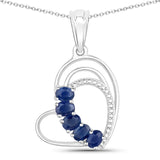 Genuine Blue Sapphire Heart Shape Pendant Necklace