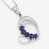 Genuine Blue Sapphire Heart Shape Pendant Necklace