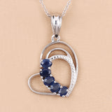 Genuine Blue Sapphire Heart Shape Pendant Necklace