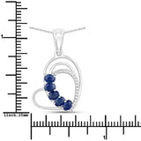 Genuine Blue Sapphire Heart Shape Pendant Necklace