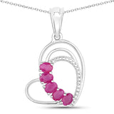 Genuine Ruby Heart Shape Pendant Necklace