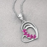 Genuine Ruby Heart Shape Pendant Necklace