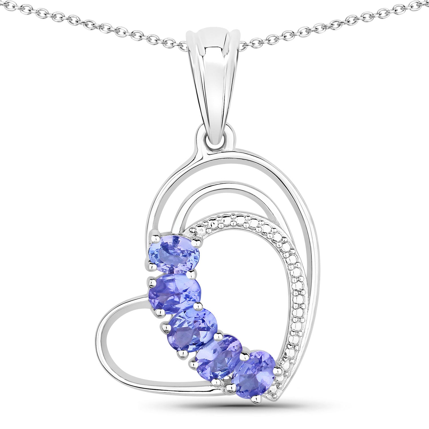 Genuine Tanzanite Heart Pendant Necklace