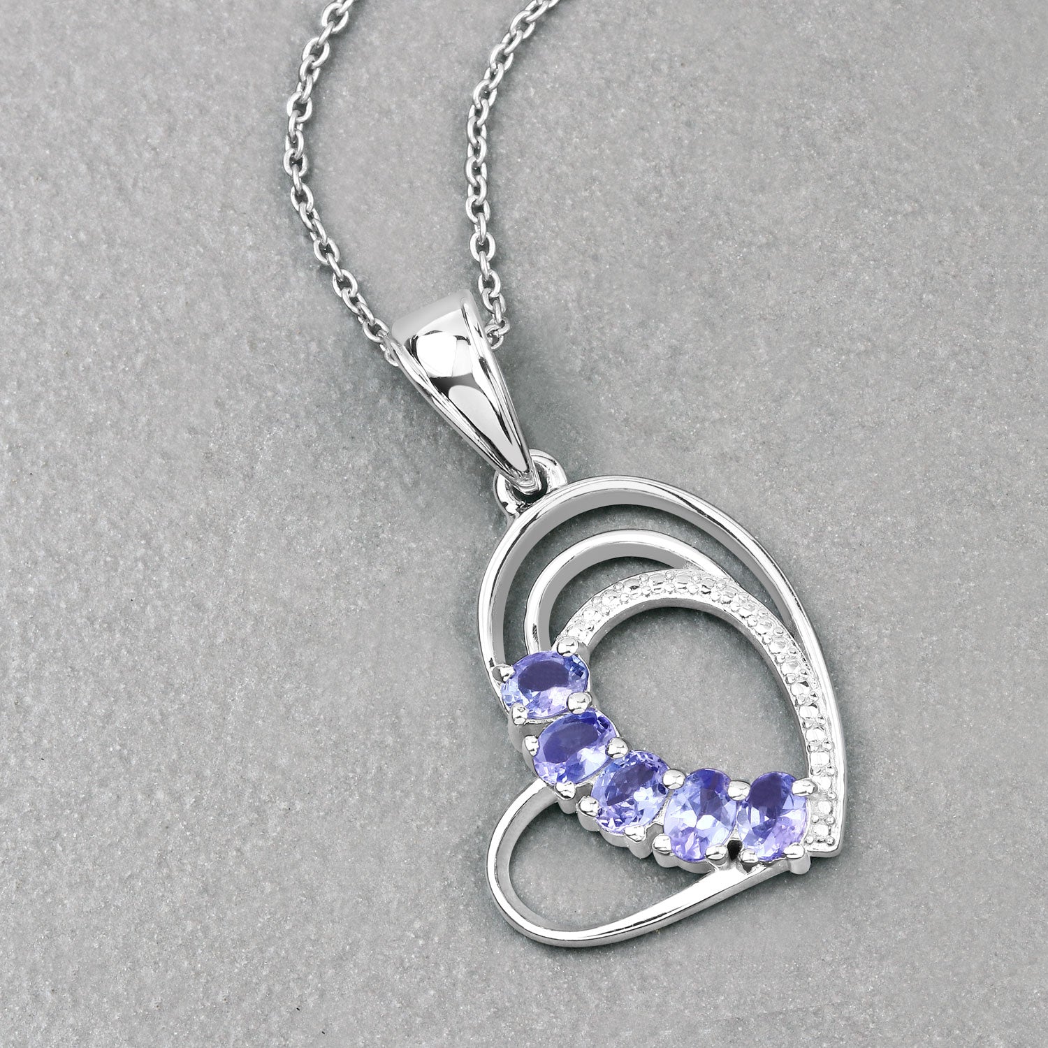Genuine Tanzanite Heart Pendant Necklace