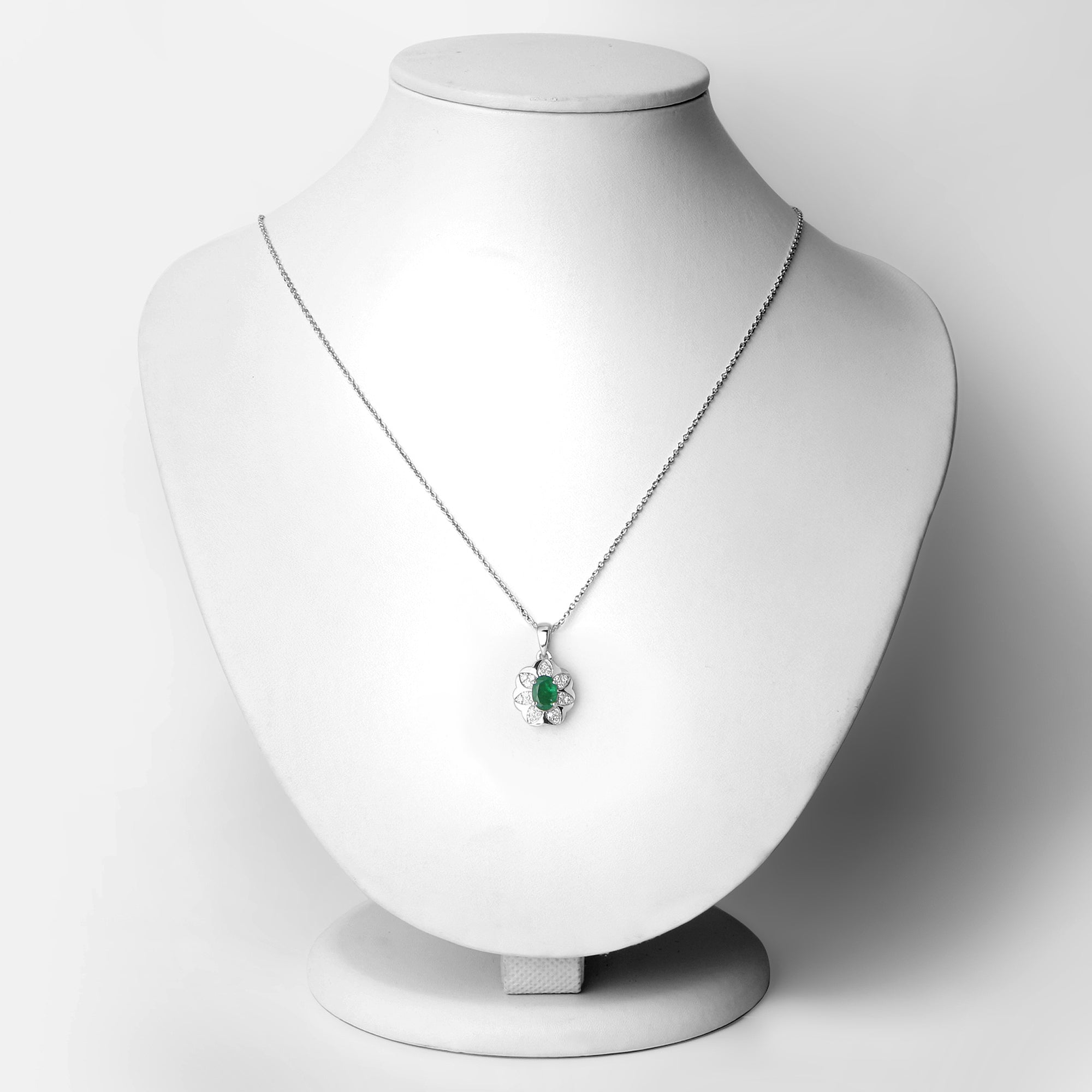 Natural Zambian Emerald and Diamond Necklace