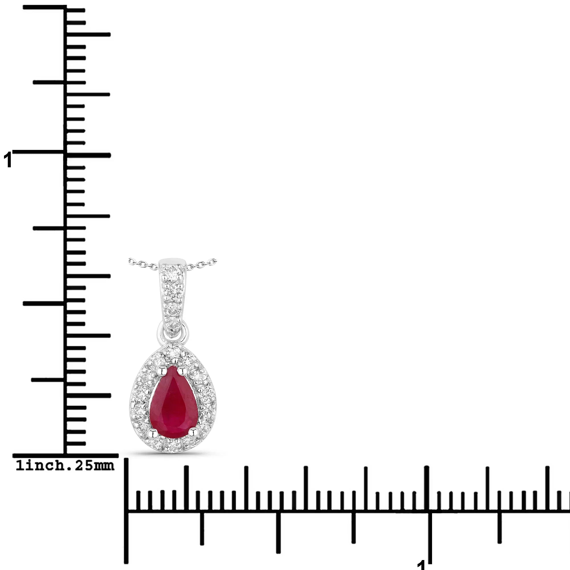 Natural Ruby Lab Diamond Teardrop Necklace