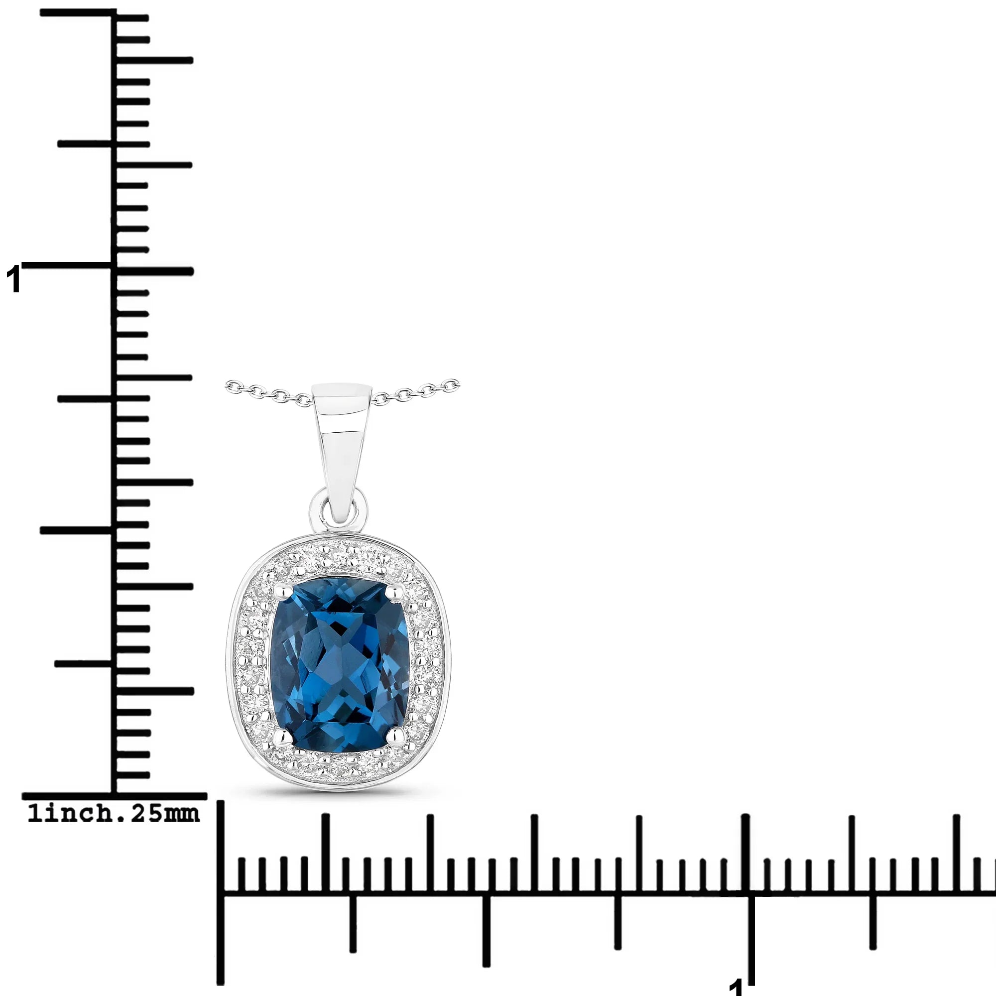 Natural London Blue Topaz and Lab Diamond Necklace