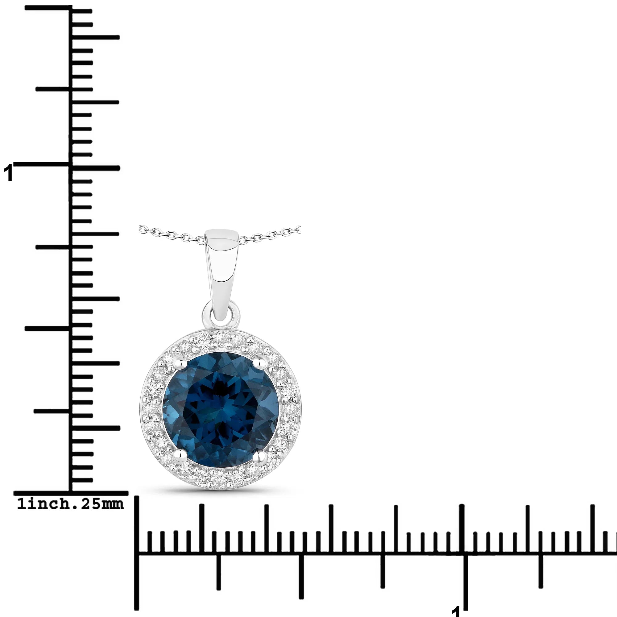 Natural London Blue Topaz Lab Diamond Necklace