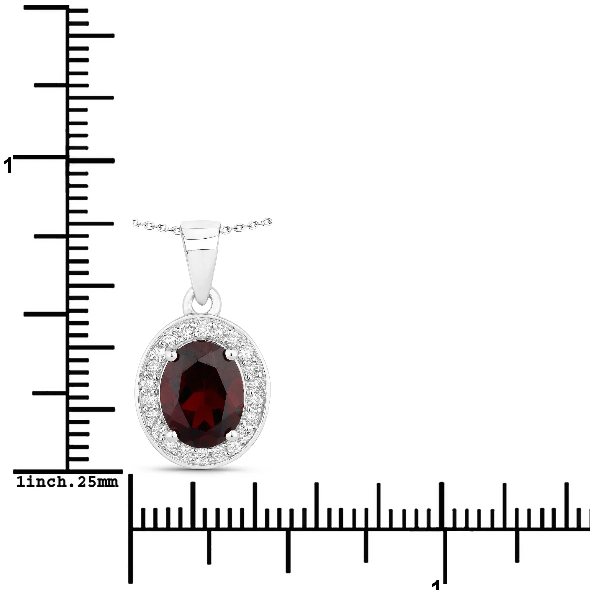Natural Garnet Lab Diamond Silver Necklace