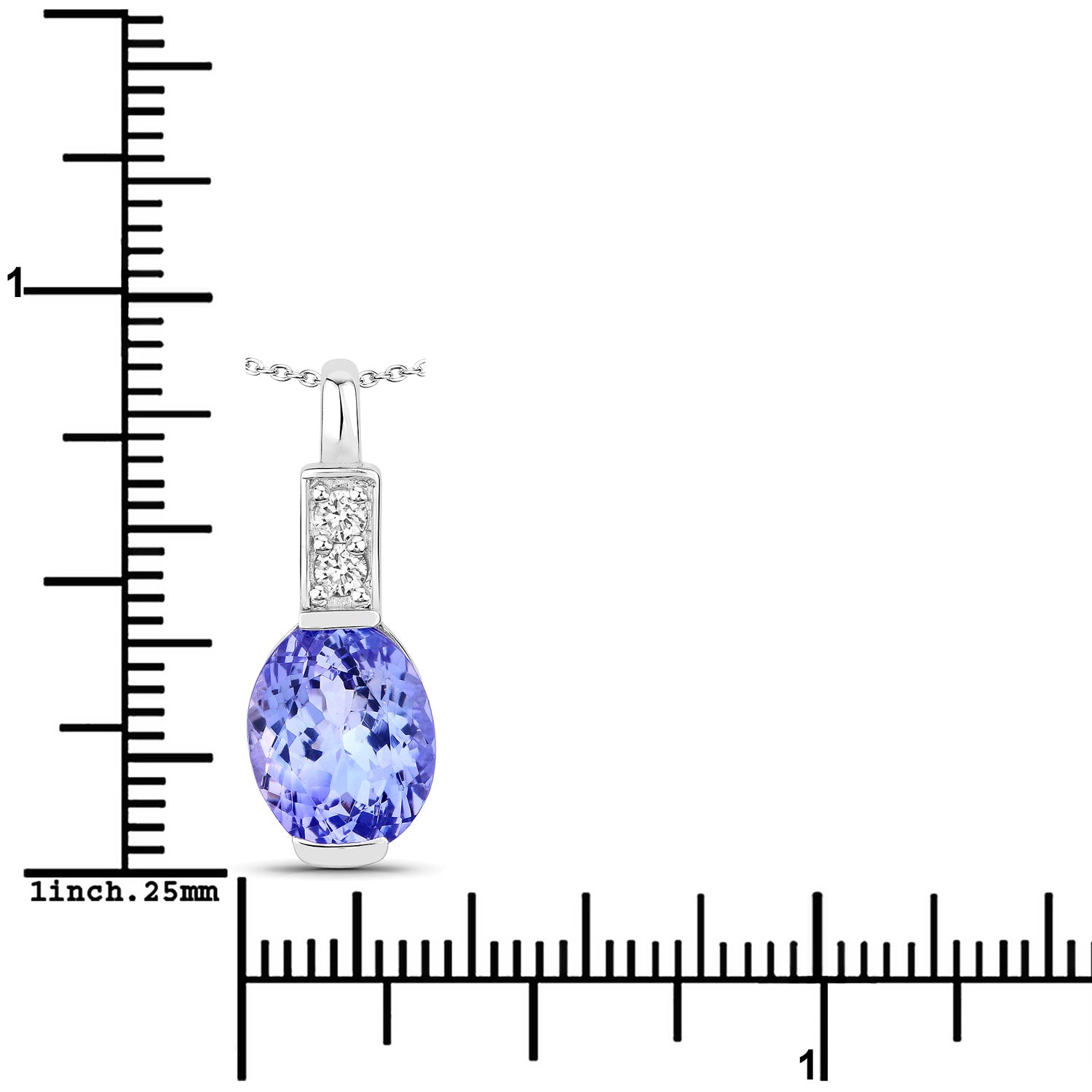 3.56 Cttw Oval Violet Tanzanite and Lab Diamond Rhodium over Silver Solitaire Pendant Necklace