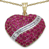 14K Yellow Gold Plated Genuine Ruby Heart Pendant Necklace