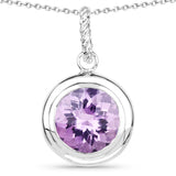 Genuine Amethyst Solitaire Pendant Necklace