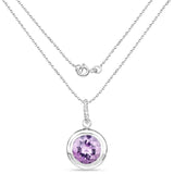 Genuine Amethyst Solitaire Pendant Necklace