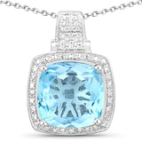 Genuine Blue Topaz Bold Pendant Necklace