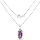 Genuine Purple Amethyst Drop Pendant Necklace