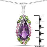 Genuine Purple Amethyst Drop Pendant Necklace