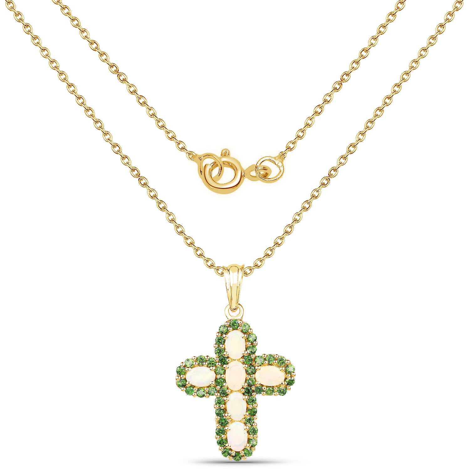 Genuine Ethiopian Opal Halo Pendant Necklace