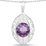 Genuine Purple Amethyst Solitaire Pendant Necklace