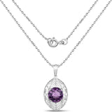 Genuine Purple Amethyst Solitaire Pendant Necklace