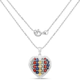 Genuine Multi Stones Heart Pendant Necklace