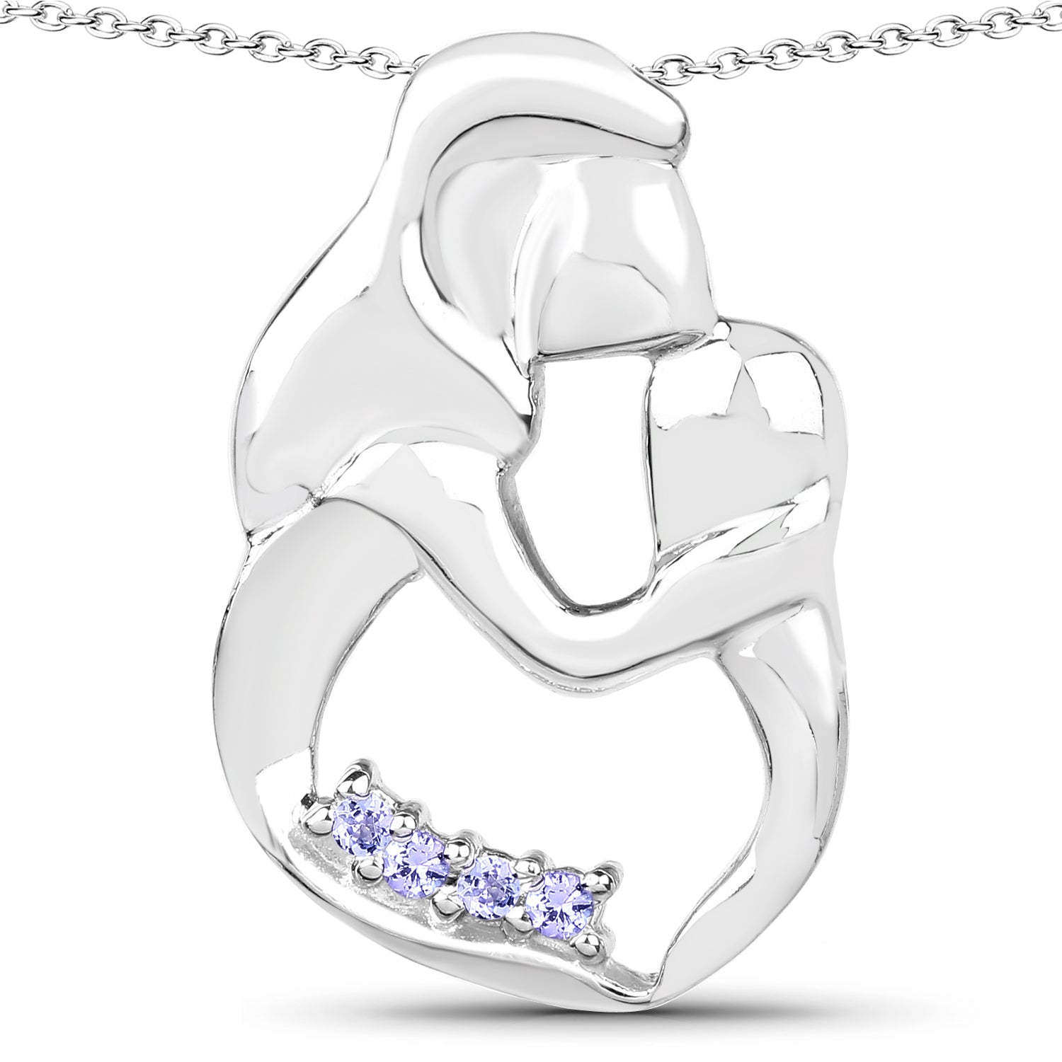 Genuine Tanzanite Silver Mom Pendant Necklace