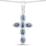 Genuine Blue Sapphire Cross Necklace