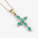 Genuine Emerald Green Cross Necklace