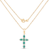 Genuine Emerald Green Cross Necklace