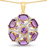 Genuine Purple Amethyst Cluster Pendant Necklace