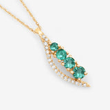 14K Yellow Gold Emerald Necklace With Diamond