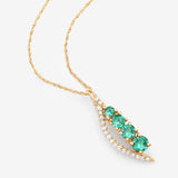 14K Yellow Gold Zambian Emerald Graduated Pendant